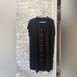 Black Button-Up Shirt Dress size L/XL PTP 22 black shirt elastane and spa dez